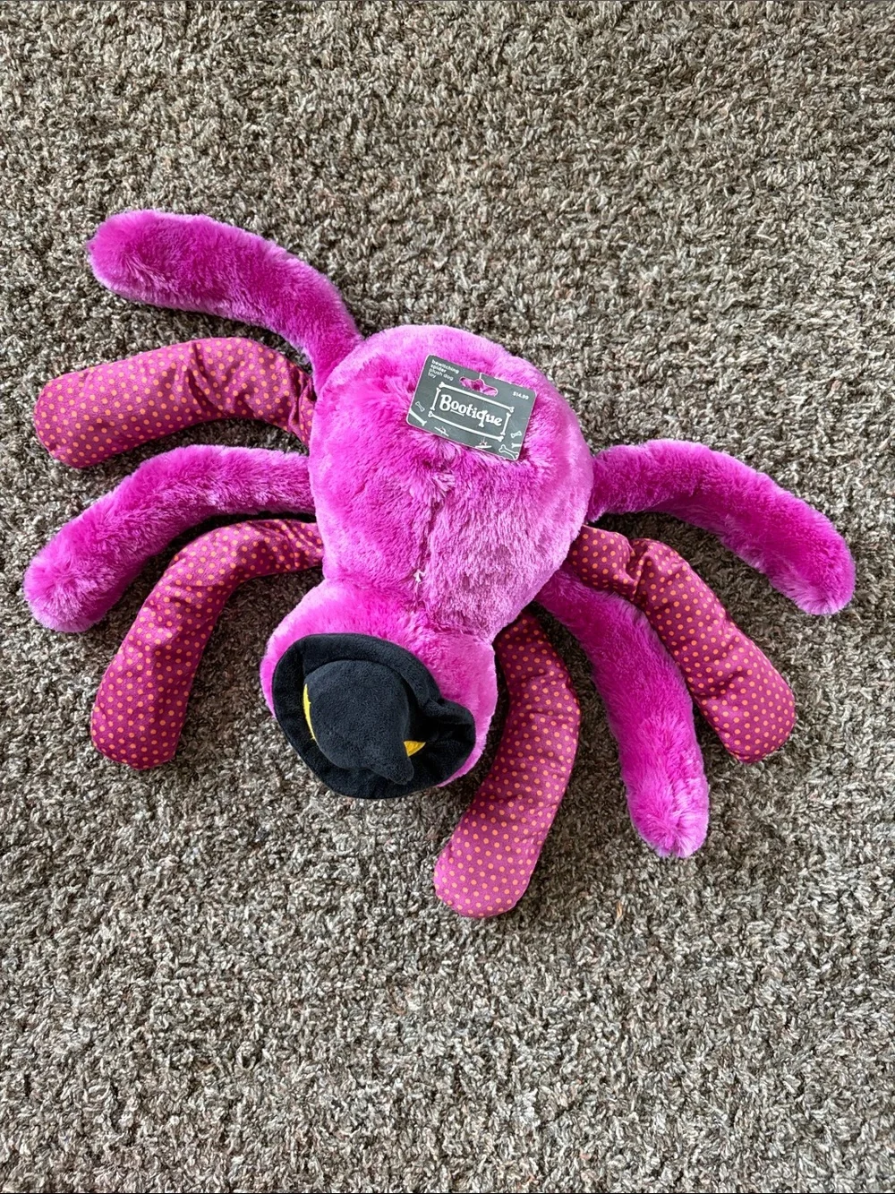 NWT Bootique XL Purple Spider Plush Dog Toy w/ Witch Hat and Multiple Squeakers